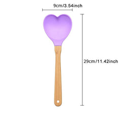 Heart Shaped Silicone Spatula with Bamboo Handle