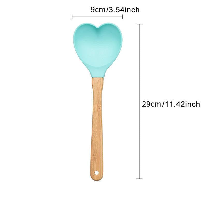 Heart Shaped Silicone Spatula with Bamboo Handle