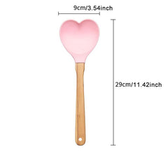 Heart Shaped Silicone Spatula with Bamboo Handle