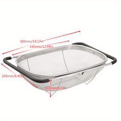 Extendable Stainless Steel Colander with Fine Mesh and Drain Basket