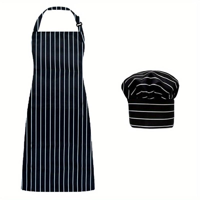 Striped Polyester Apron With Chef Hat Plaid Adjustable Sleeveless