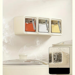Wall Mounted Spice Box Seasoning Containers with Spoon for Spices Salt