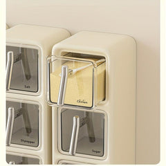 Wall Mounted Spice Box Seasoning Containers with Spoon for Spices Salt