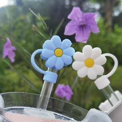 10pcs Reusable Straw Toppers Cartoon Silicone Caps for Party Favor Bags