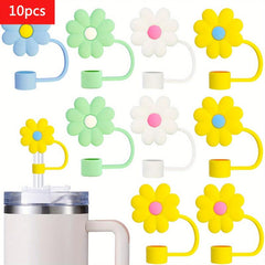 10pcs Reusable Straw Toppers Cartoon Silicone Caps for Party Favor Bags
