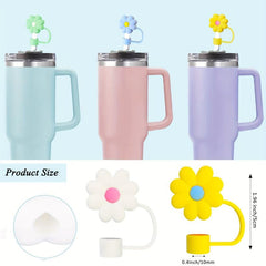 10pcs Reusable Straw Toppers Cartoon Silicone Caps for Party Favor Bags