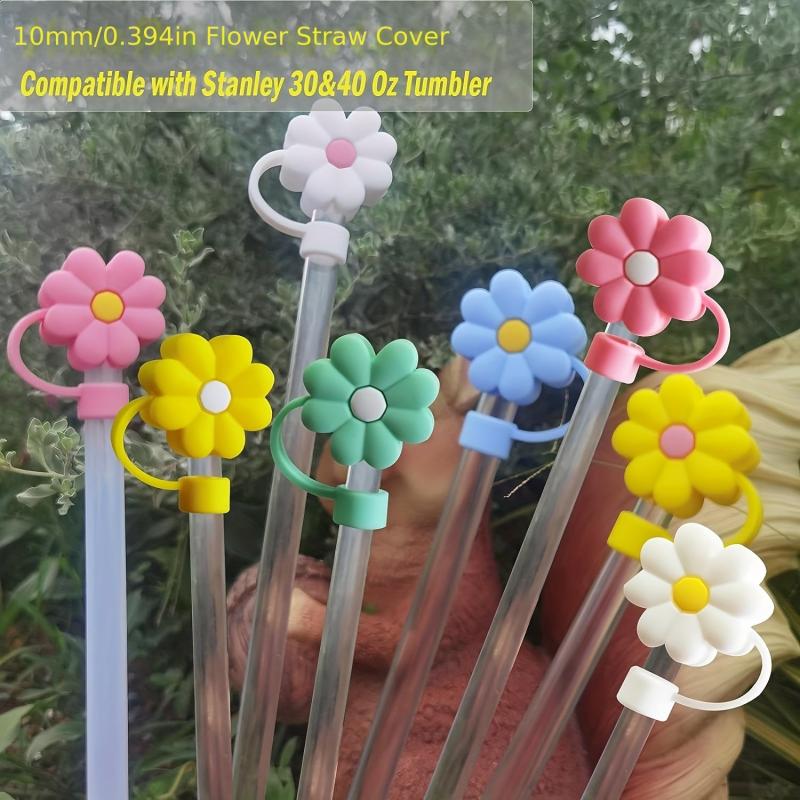 10pcs Reusable Straw Toppers Cartoon Silicone Caps for Party Favor Bags