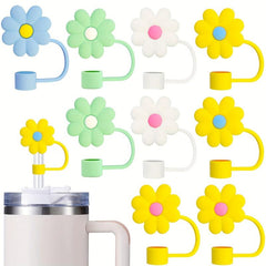 10pcs Reusable Straw Toppers Cartoon Silicone Caps for Party Favor Bags