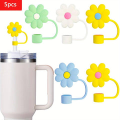 10pcs Reusable Straw Toppers Cartoon Silicone Caps for Party Favor Bags