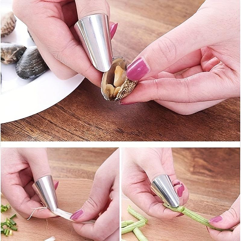 5pcs Stainless Steel Finger Protector Vegetable Peeler Thumb Fruit Beans Cutter