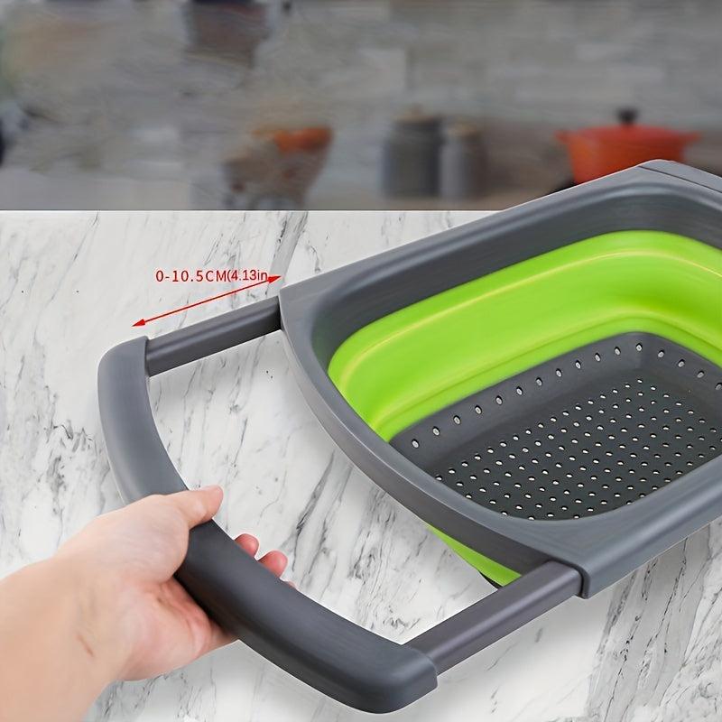 Telescopic Folding Drain Basket for Fruits and Vegetables