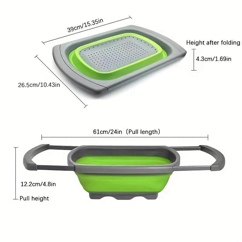 Telescopic Folding Drain Basket for Fruits and Vegetables