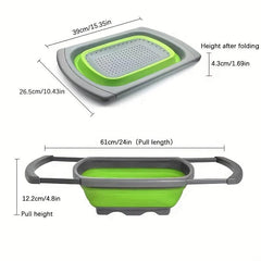 Telescopic Folding Drain Basket for Fruits and Vegetables