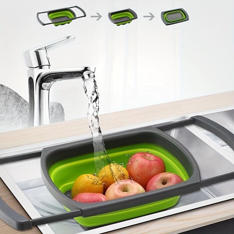 Telescopic Folding Drain Basket for Fruits and Vegetables