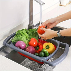 Telescopic Folding Drain Basket for Fruits and Vegetables
