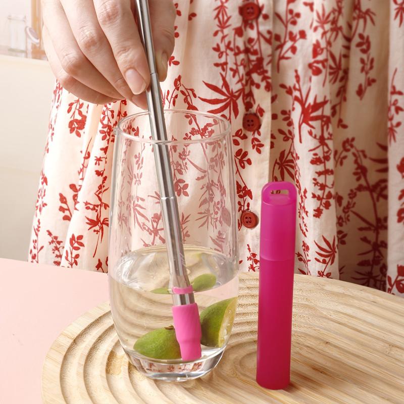 304 Stainless Steel Retractable Straw for Beverage Stirring