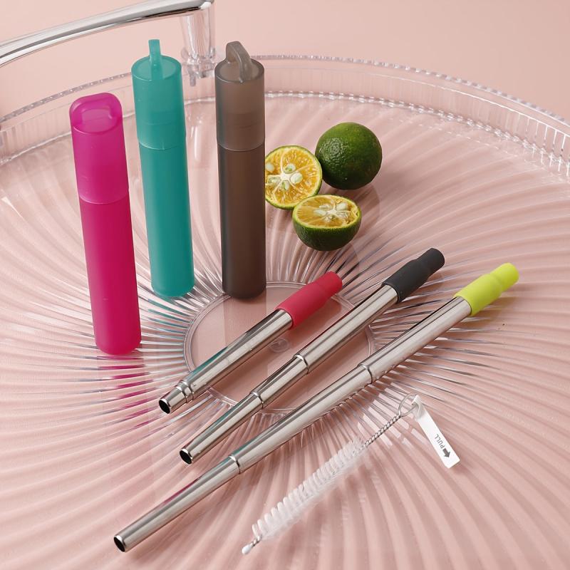 304 Stainless Steel Retractable Straw for Beverage Stirring