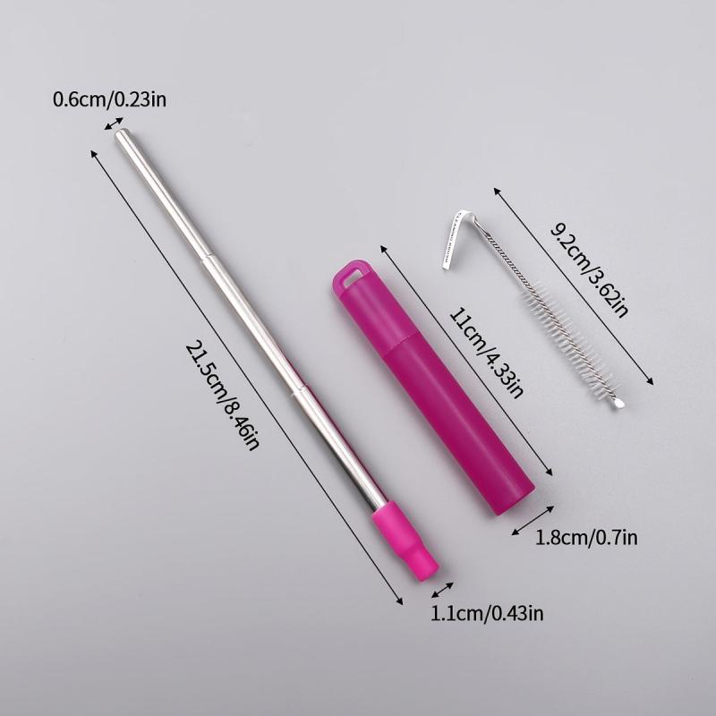 304 Stainless Steel Retractable Straw for Beverage Stirring