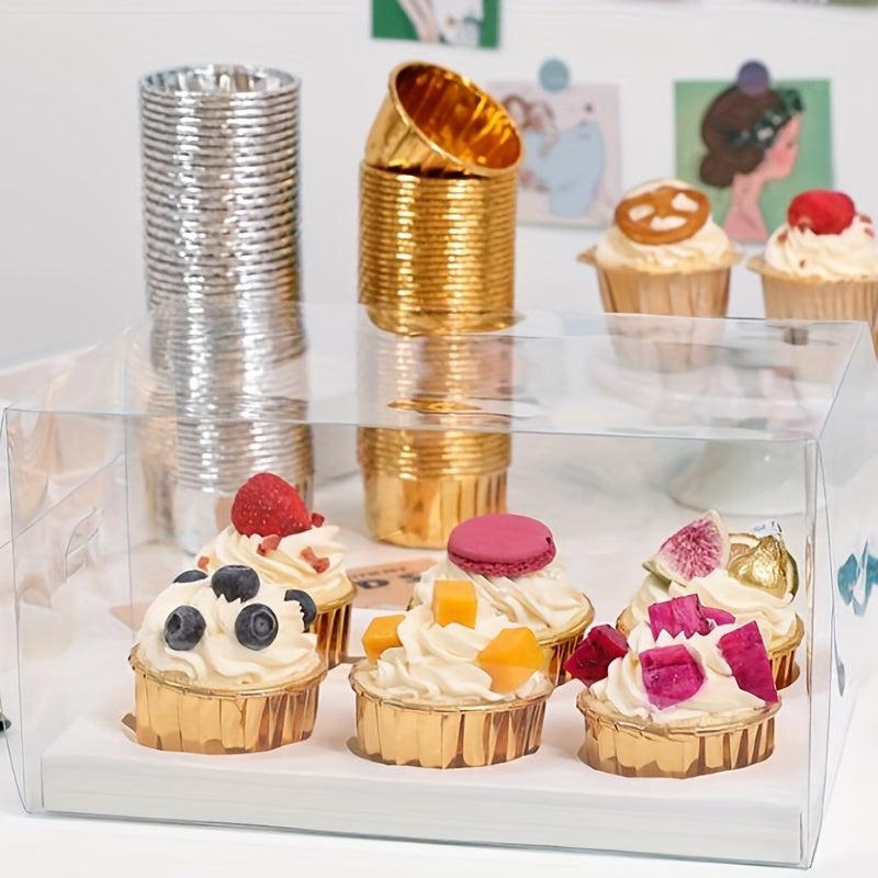 50pcs Disposable Cupcake Cups Golden Silvery Muffin Cups