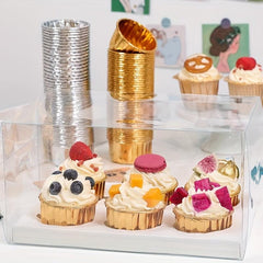 50pcs Disposable Cupcake Cups Golden Silvery Muffin Cups