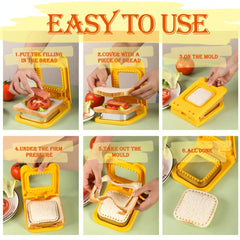 Sandwich Cutter & Sealer for Kids DIY - Great for Breakfast & Lunchbox