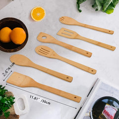 6pc Bamboo Utensil Set Non Stick Kitchen Tools