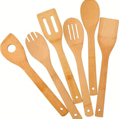 6pc Bamboo Utensil Set Non Stick Kitchen Tools