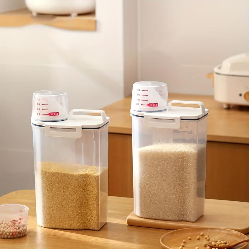 Transparent Food Storage Box for Rice Oatmeal Cereal Pasta Flour