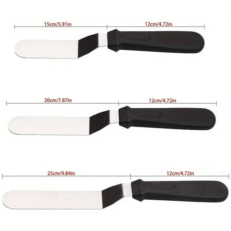 3pcs Set Stainless Steel Offset Cake Spatula