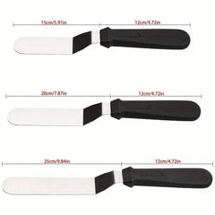 3pcs Set Stainless Steel Offset Cake Spatula