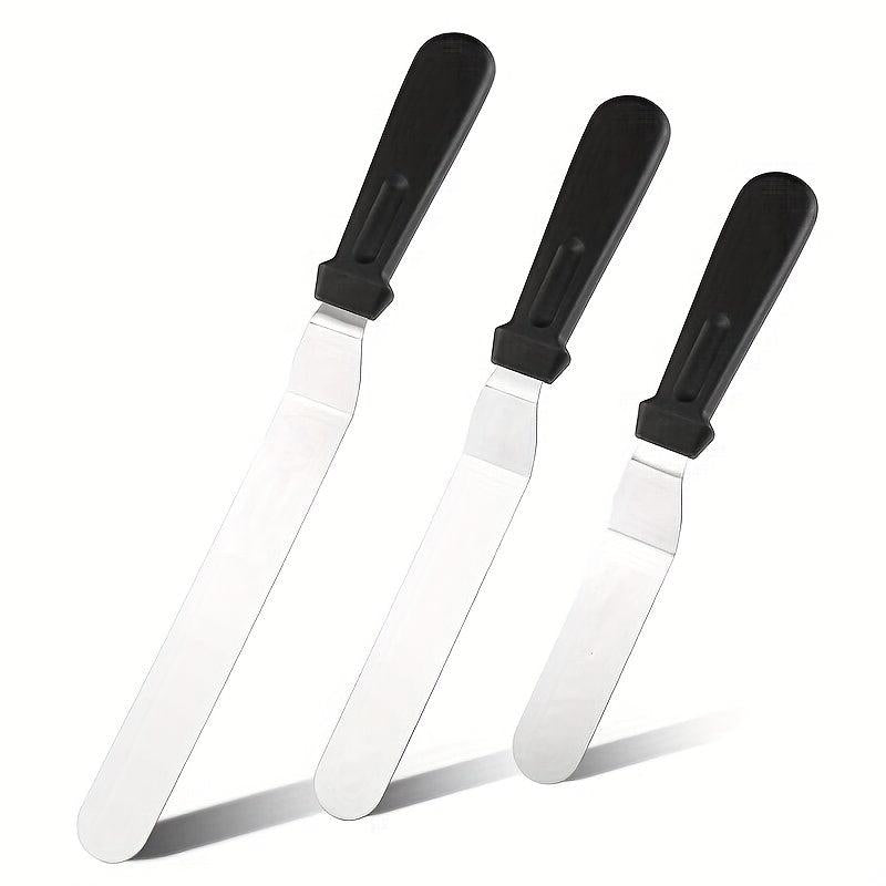 3pcs Set Stainless Steel Offset Cake Spatula