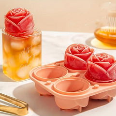 Silicone 4 Hole Rose Flower Ice Tray Mold Ice Ball Ice Cube Mold