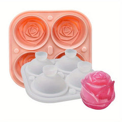 Silicone 4 Hole Rose Flower Ice Tray Mold Ice Ball Ice Cube Mold