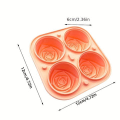 Silicone 4 Hole Rose Flower Ice Tray Mold Ice Ball Ice Cube Mold