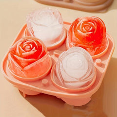 Silicone 4 Hole Rose Flower Ice Tray Mold Ice Ball Ice Cube Mold