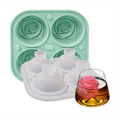 Silicone 4 Hole Rose Flower Ice Tray Mold Ice Ball Ice Cube Mold