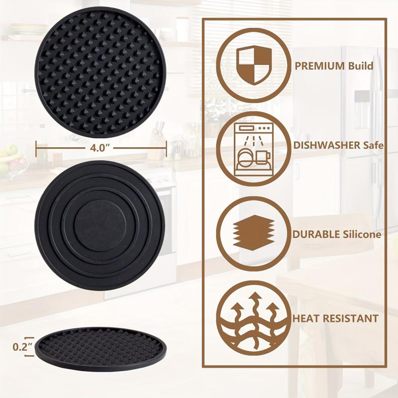 6pcs Silicone Coasters with Holder - Tabletop Protection for Any Table Typ