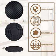 6pcs Silicone Coasters with Holder - Tabletop Protection for Any Table Typ