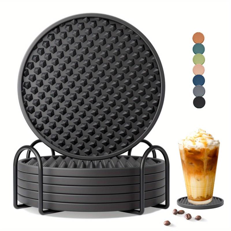 6pcs Silicone Coasters with Holder - Tabletop Protection for Any Table Typ