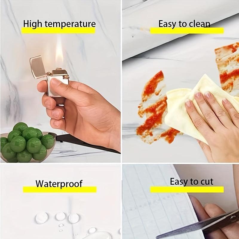 Marble Pattern Self Adhesive Peel & Stick Wallpaper for Kitchen