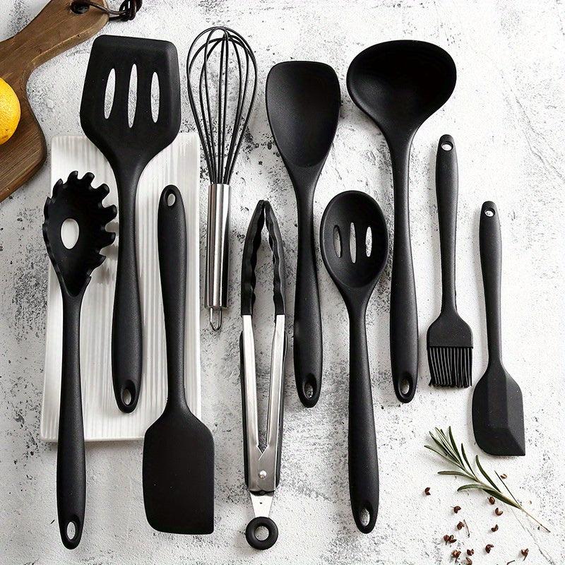 10pcs Silicone Kitchen Utensils Set Heat Resistant Spoon Spatula Beater Brush