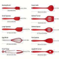 10pcs Silicone Kitchen Utensils Set Heat Resistant Spoon Spatula Beater Brush