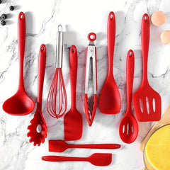 10pcs Silicone Kitchen Utensils Set Heat Resistant Spoon Spatula Beater Brush