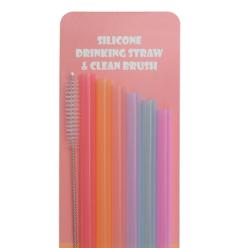 6pcs Reusable Silicone Straws with Brush for Healthy Drinking