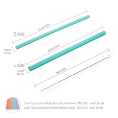 6pcs Reusable Silicone Straws with Brush for Healthy Drinking