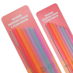 6pcs Reusable Silicone Straws with Brush for Healthy Drinking