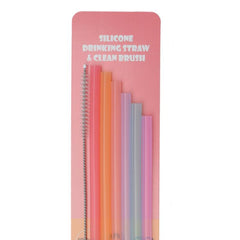 6pcs Reusable Silicone Straws with Brush for Healthy Drinking