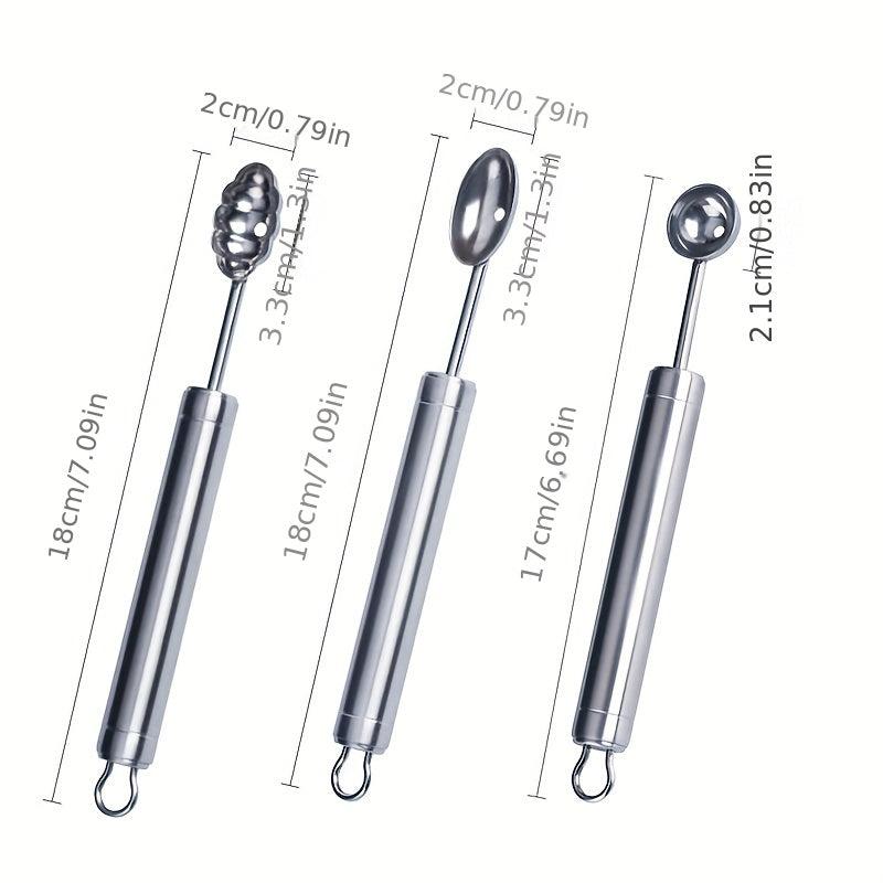 3pcs Stainless Steel Melon Baller Scoop Watermelon Spoon