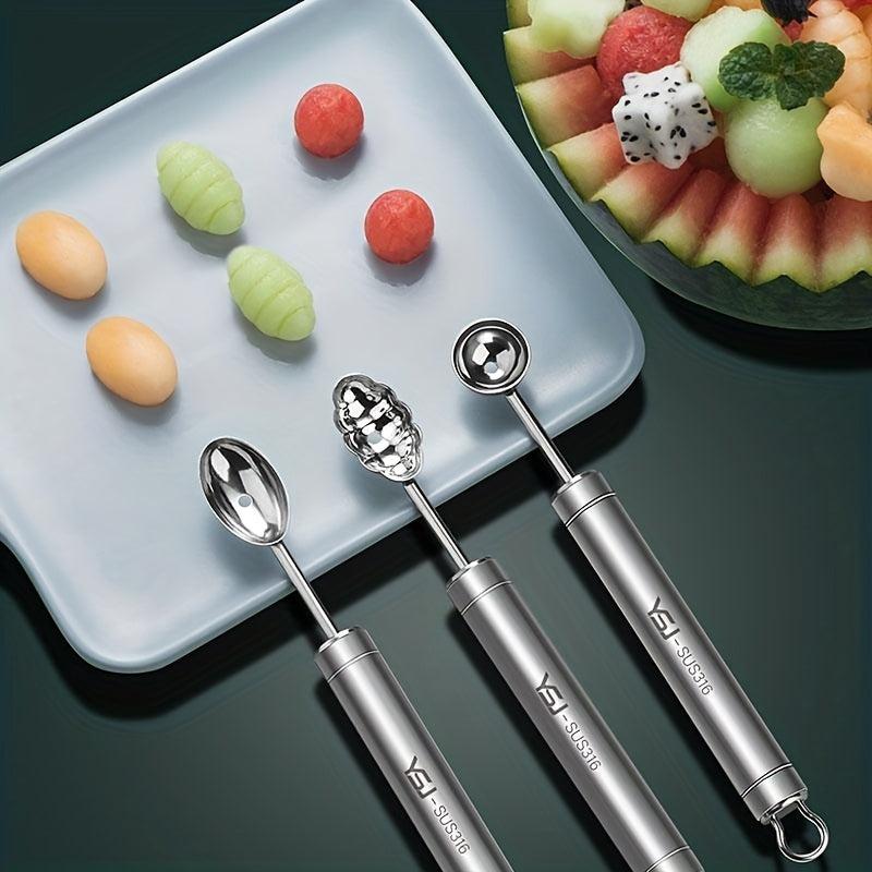 3pcs Stainless Steel Melon Baller Scoop Watermelon Spoon
