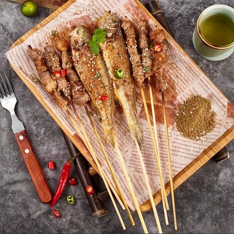 100pcs Disposable BBQ Bamboo Skewers Natural Bamboo Skewers 25 30 35